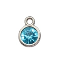 Silver-rimmed round pendant featuring a faceted blue gemstone for DIY jewelry projects - Lake Blue