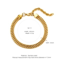 Golden double-row braided stainless steel Cuban chain bracelet with adjustable clasp - SL-1 / Gold