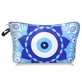 Trousse à maquillage bleue œil de protection avec motifs mandala et fermeture éclair - Style de Texture Oeil Bleu (202)