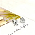 Titanium steel hollow flower stud earrings in silver finish with ball screw back closure - Silver Hollow Flower Screw Ball (Single)