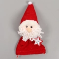 Santa Claus plush Christmas gift bag with white beard and silver sequin star detail - Santa Claus / Red