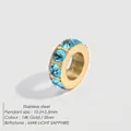 Poliertes Edelstahl-Element mit hellblauem Geburtsstein Saphir für den März - März Hellblau (Aquamarinfarbe) / 14K-Gold