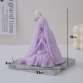 Purple praying girl scented candle in cloak design on marble base, size 10x9.5x9cm - Large Purple (Lavender)