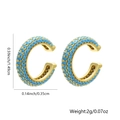 Orecchini a clip a U placcati in oro con perle turchesi e decorazioni in zircone - Stile 4 (Zircone Celeste)
