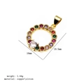 Copper round pendant with colorful zircons and 16mm diameter size measurement detail - 8# Round Colorful Zirconia Pendant (Without Chain)