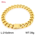 Polished golden stainless steel Cuban link bracelet, 9mm wide and 210mm long - Polished Gold (KB203148-Z)