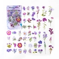 Retro purple flower sticker pack for journaling featuring 100 pieces of floating dream botanicals - Floating Dream
