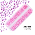 Pink iridescent acrylic rhinestones for nail art in a 12-slot clear storage box 36g - Light Pink Nude AB (ZSHZ-840)