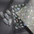 Holographic 3D butterfly nail art stickers with Co-119 laser shell effect patterns - Holographic Aurora Butterfly Style (CO-119)