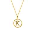 Gold letter K pendant necklace with sparkling cubic zirconia on a dainty cable chain - Letter K (S-N051-K)