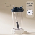 710ml indigo Tritan straw cup with large retractable straw for boba and bubble tea - 24oz / Indigo Blue