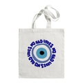 Sac fourre-tout en toile blanche avec œil turc et slogan No Bad Vibes imprimé - Slogan NO BAD VIBES
