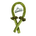 Green satin heatless hair curler set with two scrunchies and a transparent claw clip - Foam 4-Piece Set / Army Green
