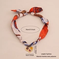 Collana a foulard in seta colorata con ciondolo a cuore in acciaio inossidabile - Sciarpa con Stampa Arancione Blu Pendente a Cuore Oro (1#)