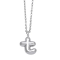 Polished silver lowercase letter t pendant necklace with dainty O-chain for women - Letter T