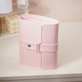 Tragbare rosa Schmucktasche aus PU-Leder mit Druckknopf und feiner Litschitextur - 16*14*4.5cm / Rosa