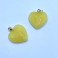 Fashionable amber yellow heart-shaped glass pendant with gold clasp for women - Yellow