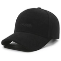 Black corduroy baseball cap featuring 'some' embroidery and textured ribbed finish - Adjustable / Black with Black Embroidery
