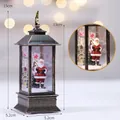 Bronze vintage Christmas lantern with Santa scene and warm LED light, 15cm height - Bronze Interior Square Lantern - Santa Claus