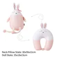 Pink rabbit plush toy and U-shaped travel neck pillow 2-in-1 convertible design - Pink Long-legged Rabbit / Single Bag