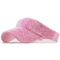 Detailed macro view of pink open-top sun hat with shimmering AB rhinestones - Pink Base with AB Rhinestones (07)