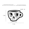 Creative skull coffee cup enamel pin made of zinc alloy with black and white paint - Skeleton Coffee Cup (CC879)