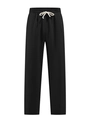 Pantaloni dritti in maglia jacquard nera testurizzata con coulisse bianca - S / Nero