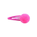 Rose pink plush pom pom BB hair clip for girls with soft fuzzy texture finish - Rose Red