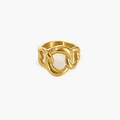 Gold stainless steel link chain ring with minimalist heart design for women - US 6 / Gold O-Chain Link Design