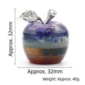 Handcrafted 32mm chakra crystal apple statue with natural gemstones and silver leaf - 32mm Large Apple Ornament