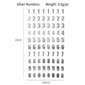 Adesivi numerici argentati per diari fai-da-te di dimensioni 18cm per 9,8cm ciascuno - Numeri d'Argento