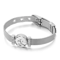 Silver mesh belt bracelet with tree of life charm and sparkling rhinestones - Tree of Life Round & Zircon (KB118007-KHY)