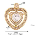 18K gold plated double heart pendant with cubic zirconia inlay measuring 31mm height - Double Layer Big Heart Zircon / Gold