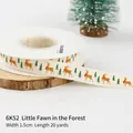 Kerstlint 1,5cm katoenen lint met herten en bomen voor doe-het-zelf decoratie - Rendier (Klein hert in het bos) / 1.5cm*20 Yards