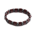 Mens beaded bracelet with reddish brown rectangle stones and dark gray hematite beads - Red Stone Bracelet (NSN00302A)