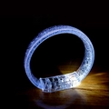 Cold white LED flashing bubble bracelet with transparent battery box for parties - White