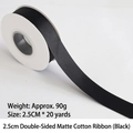 2.5cm black matte cotton ribbon roll for gift wrapping and floral decoration 20 yards - Double-sided Matte Cotton / 2.5cm Wide * 20 Yards / Black