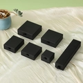 Matte black drawer-style jewelry boxes in various sizes with silk ribbon pulls - 5*5*3.5CM / Black