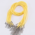 Cordón de collar encerado amarillo con cierre de langosta plateado para joyería DIY - Longitud 50cm-2.0mm / Amarillo