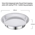 Set of 6 deep round 28cm stainless steel food containers with transparent lids - Extra Thick Round Tray 6 Pcs with Lids