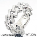 Silver 316L stainless steel Cuban link bracelet, 32mm wide with 316L engraving - Steel Color Polished (KB182973-KJX)