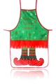 Detail of Christmas apron with Santa's Little Helper text and elf legs print design - 1#-Santa's Little Helper Elf Legs