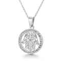Silver Hamsa Hand pendant necklace with sparkling white crystals on a silver chain - Silver Hamsa Hand Pave Pendant(KP39914-K)