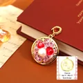 Vintage gold Taurus zodiac pendant with pearl and pink zircon in a retro oil painting style - Taurus Style