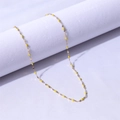 Macro detail of 18k gold plated stainless steel chain with yellow enamel beads - Gold + Yellow / 40+5cm