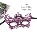 Detail view of purple lace crown mask with dimensions 21x12cm and silk ribbon ties - Crown - Rose Red