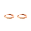 Rose gold hoop earrings featuring channel-set yellow rhinestones in stainless steel - November Light Yellow - Rose Gold
