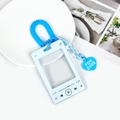 Γαλάζια θήκη φωτογραφιών στυλ music player με σπιράλ σχοινί και καρδιά μενταγιόν - Ελατήριο Σχοινί + Αλυσίδα + Καρδιά / Μπλε