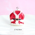 Macro detail of red Santa resin charm with dimensions 2.7x2.9cm and silver metal ring - Style 27-Santa Claus Coat