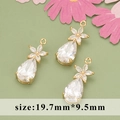 Set of three 18k gold plated flower pendants with zircon stones, 19.7mm x 9.5mm size - Water Drop Pendant Style / Gold